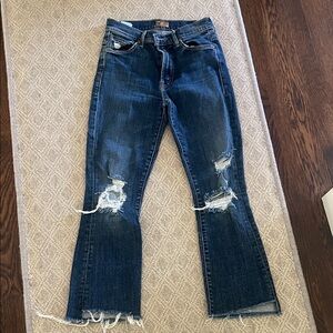 MOTHER Dark Blue Insider Crop Step Fray